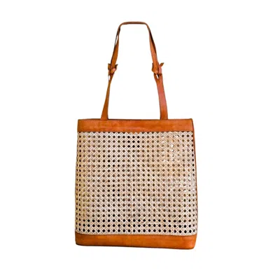 Ohsun Women's Neutrals / Brown Manuela Rattan And Leather Shoulder Bag - Toffee