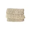 Ohsun Women's Neutrals Ebba Raffia Fringe Pouch - Vanilla