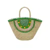 Ohsun Women's Neutrals / Green Anouk Embroidered Straw Beach Bag - Jungle Green In Green