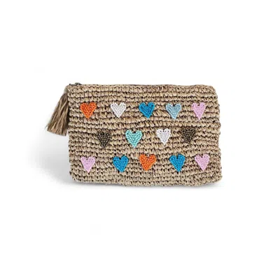 Ohsun Women's Neutrals Juno Embroidered Raffia Clutch