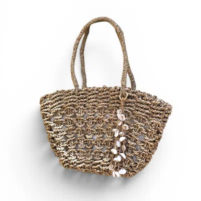 Ohsun Women's Neutrals Margie Straw Shell Tassel Beach Tote