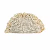 Ohsun Women's Neutrals Matilde Raffia Fringe Clutch - Vanilla