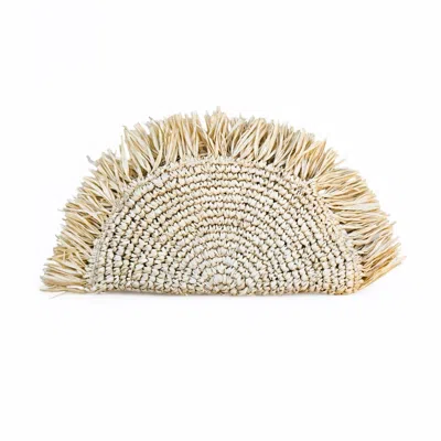 Ohsun Women's Neutrals Matilde Raffia Fringe Clutch - Vanilla