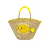 Ohsun Women's Neutrals / Red Dory Straw Embroidered Beach Bag - Lemon In Red