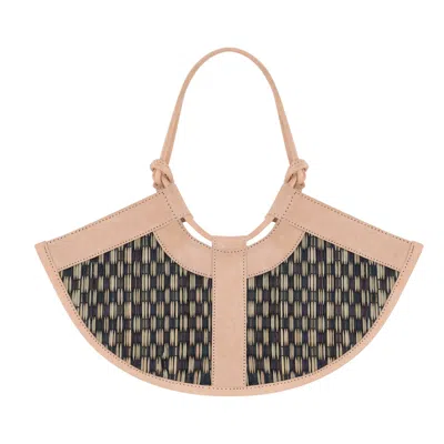 Ohsun Women's Neutrals Sadie Straw & Leather Shoulder Bag - Nude In Multi