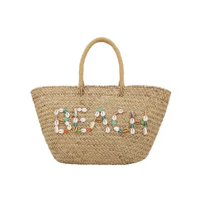 Ohsun Women's Neutrals The Beach Embroidered Straw & Glass Bead Bag In White