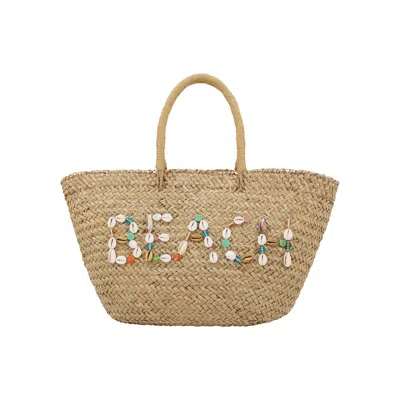 Ohsun Women's Neutrals The Beach Straw & Glass Bead Bag