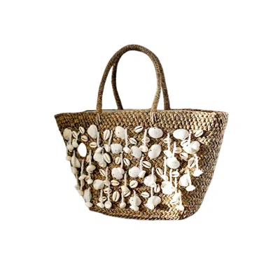 Ohsun Women's Neutrals / White Constance Shell & Bead Cascade Tote