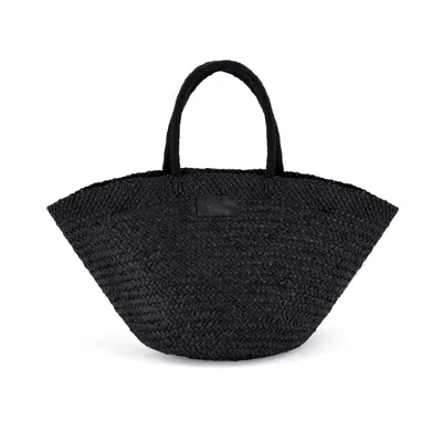 Ohsun Women's Nora Black Straw Beach Bag