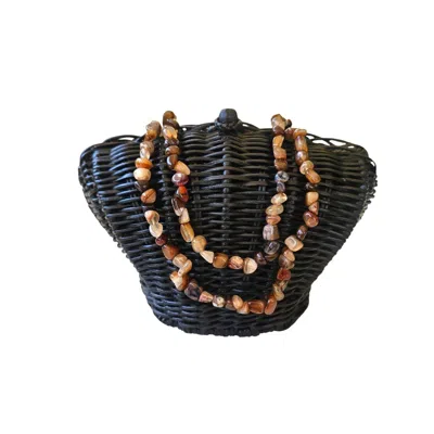 Ohsun Women's Nori Wicker & Glass Bead Bag - Black