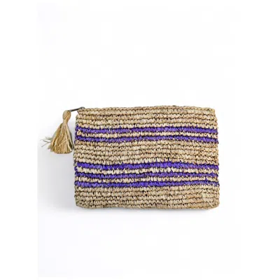 Ohsun Women's Orange / Neutrals Meri Raffia Pouch - Periwinkle