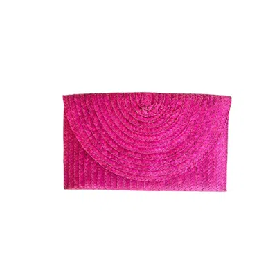 Ohsun Women's Pink Kenzie Straw Clutch - Orchid