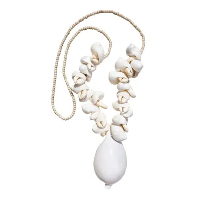 Ohsun Women's White Bora Egg Shell Necklace