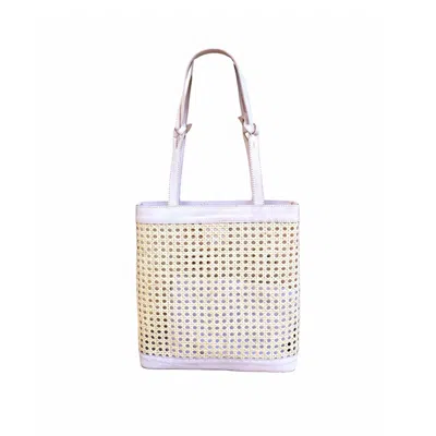 Ohsun Women's White / Neutrals Manuela Rattan And Leather Shoulder Bag - White