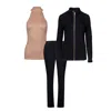 Oh!zuza Night&day Black / Neutrals 3-piece Lounge Set: Zip Bouse, Pants, & Top In Black