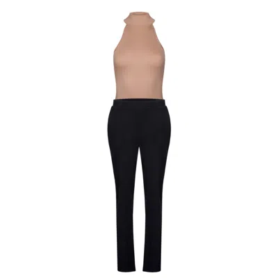 Oh!zuza Night&day Black / Neutrals Ribbed Sweatpants & Halterneck Top Set