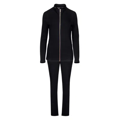 Oh!zuza Night&day Black Ribbed Zip Blouse & Lounge Pants Set