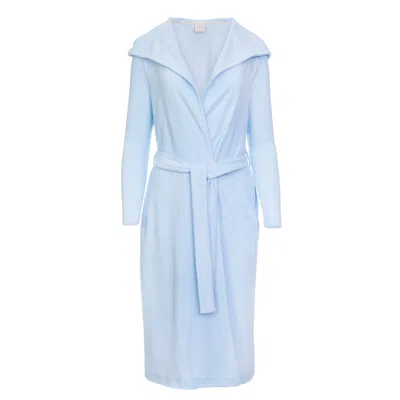 Oh!zuza Night&day Blue Midi Length Hooded Bathrobe - Cotton Terry