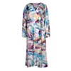 Oh!zuza Night&day Blue / Neutrals Echo Lightweight Midi Wrap Dress With Pockets - Abstract Print