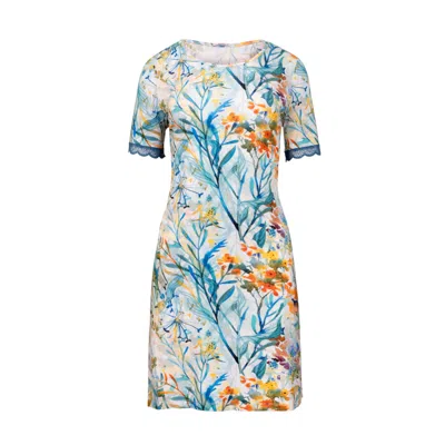 Oh!zuza Night&day Blue / Yellow / Orange Short Nightdress With Floral Print