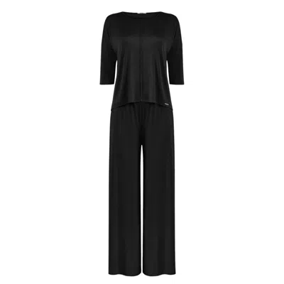 Oh!zuza Night&day Jackie Loungewear Pyjama Set With Wide-leg Trousers – Black