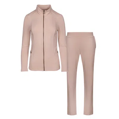 Oh!zuza Night&day Neutrals Tracksuit Set - Zip-up Jacket & Long Pants In Beige