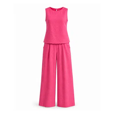 Oh!zuza Night&day Pink Sleeveless Top & Wide-leg Trousers Set - Raspberry