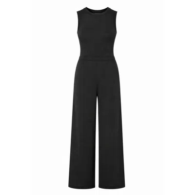 Oh!zuza Night&day Ribbed Set Fitted Top & Wide-leg Trousers - Black