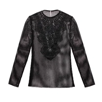 Oh!zuza Night&day Women's Black Long Sleeve Mesh Top