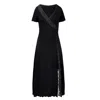 Oh!zuza Night&day Women's Black Midi Nightdress With Short Sleeves In Black