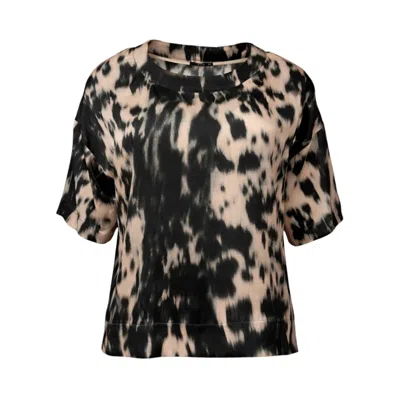 Oh!zuza Night&day Women's Black / Neutrals Echo Oversized Viscose Satin T-shirt – Black Print