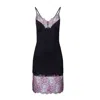 Oh!zuza Night&day Women's Black / Pink / Purple Soft Viscose Elegant Slip With Delicate Lace - Black In Black/pink/purple