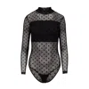 Oh!zuza Night&day Women's Black Sheer Bodysuit With Turtleneck - Polka Dot Soft Tulle In Black