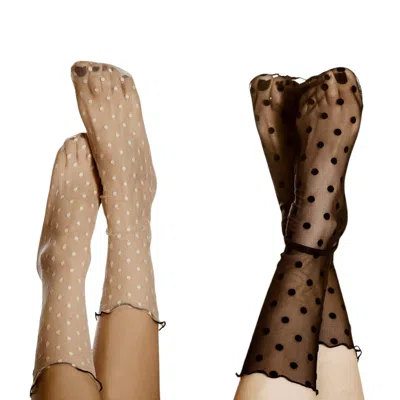 Oh!zuza Night&day Women's Black / White Sheer Socks Twin Pack- Black & White, One Size