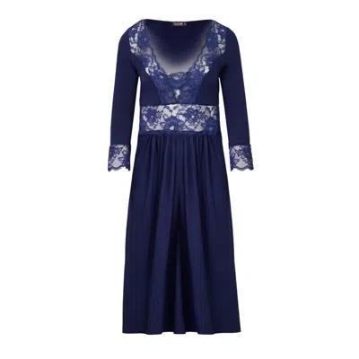 Oh!zuza Night&day Women's Blue Midi Viscose Nightgown - Navy