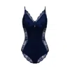 Oh!zuza Night&day Women's Blue Navy Lace Bodysuit With Adjustable Straps In Blue