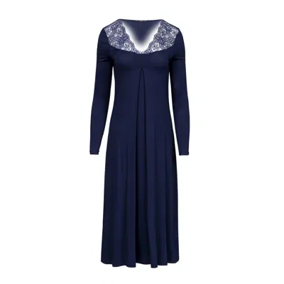 Oh!zuza Night&day Women's Blue Navy Lace Midi Nightdress