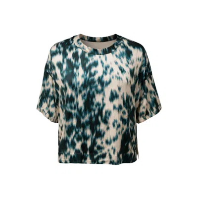 Oh!zuza Night&day Women's Blue / Neutrals Echo Oversized Viscose Satin T-shirt – Blue Print