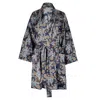 Oh!zuza Night&day Women's Blue / Neutrals Silk Robe - Navy Print In Blue