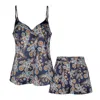Oh!zuza Night&day Women's Blue / Neutrals Silk Short Pajama Set - Navy Print In Blue