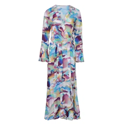 Oh!zuza Night&day Women's Blue / Pink / Purple Mamma Mia! Maxi Dressing Gown - Ecovero In Blue/pink/purple