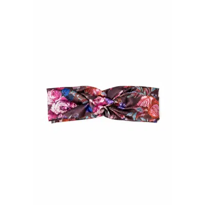 Oh!zuza Night&day Women's Blue / Purple Lullaby Silk Hair Band In Burgundy Floral Print In Multi