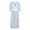 Oh!zuza Night&day Women's Blue / White Midi Nightgown, Soft Viscose & Lace In Blue/white