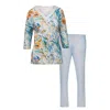 Oh!zuza Night&day Women's Blue / Yellow / Orange Long Printed Pyjama Set In Blue/yellow/orange