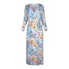 Oh!zuza Night&day Women's Blue / Yellow / Orange Ocean Bloom – Long Viscose Wrap Robe - Print