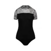 Oh!zuza Night&day Women's Bodysuit With Lace Collar - Black