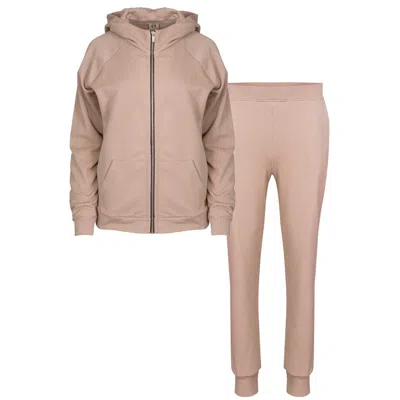 Oh!zuza Night&day Women's Brown Cotton Hooded Tracksuit - Camel