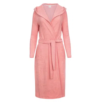 Oh!zuza Night&day Women's Cotton Terry Hooded Robe - Rose Gold In Pink