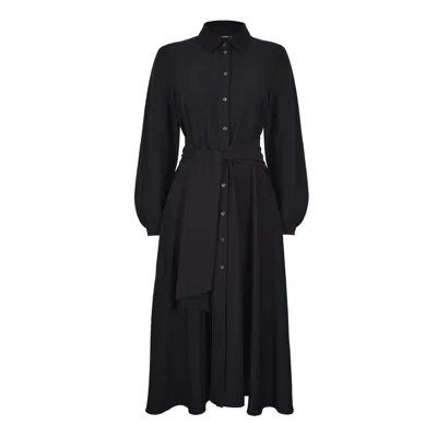 Oh!zuza Night&day Women's Echo Midi Shirt Dress With Belt - Black