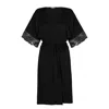 Oh!zuza Night&day Women's Elegant Robe - Viscose And Lace - Black In Black